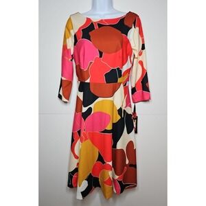 Tracee‎ Ellis Ross Womens Colorful Fit & Flare 3/4 Sleeve Dress Size Small NWT
